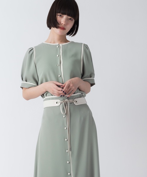 La SRIC（ラスリック）の「La SRIC / バイカラートリミングBL【セットアップ可】（シャツ/ブラウス・レディース・グリーン/グレー系その他・38）」の17枚目の写真