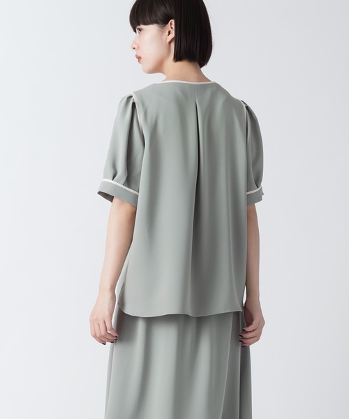 La SRIC（ラスリック）の「La SRIC / バイカラートリミングBL【セットアップ可】（シャツ/ブラウス・レディース・グリーン/グレー系その他・38）」の14枚目の写真