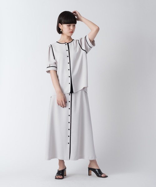 La SRIC（ラスリック）の「La SRIC / バイカラートリミングBL【セットアップ可】（シャツ/ブラウス・レディース・グリーン/グレー系その他・38）」の11枚目の写真