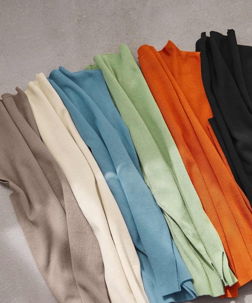 KOBE LETTUCE（コウベレタス）の「モックネックスリーブレスニット（ニット/セーター・レディース・アイボリー/ブルー/ライトグリーン/オレンジ/モカ/ブラック・FREE）」の8枚目の写真