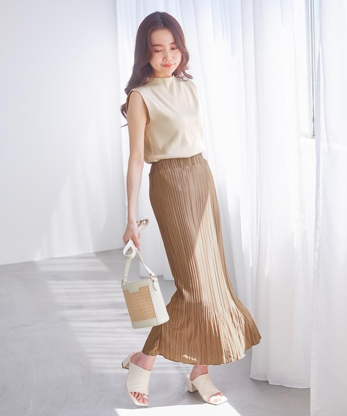 KOBE LETTUCE（コウベレタス）の「モックネックスリーブレスニット（ニット/セーター・レディース・アイボリー/ブルー/ライトグリーン/オレンジ/モカ/ブラック・FREE）」の17枚目の写真