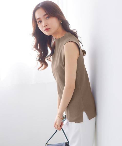 KOBE LETTUCE（コウベレタス）の「モックネックスリーブレスニット（ニット/セーター・レディース・アイボリー/ブルー/ライトグリーン/オレンジ/モカ/ブラック・FREE）」の7枚目の写真