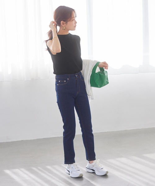 KOBE LETTUCE（コウベレタス）の「モックネックスリーブレスニット（ニット/セーター・レディース・アイボリー/ブルー/ライトグリーン/オレンジ/モカ/ブラック・FREE）」の15枚目の写真