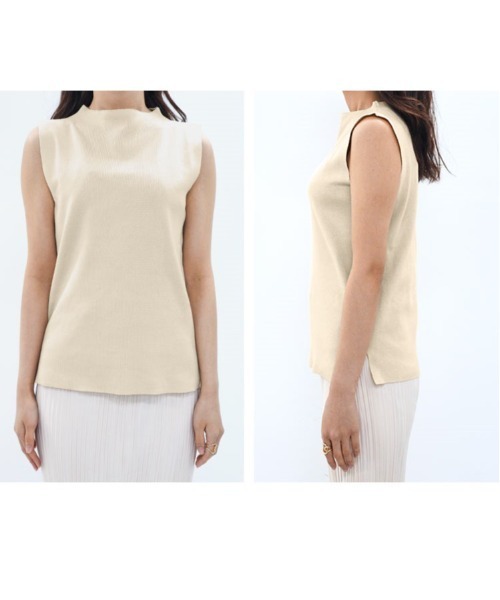 KOBE LETTUCE（コウベレタス）の「モックネックスリーブレスニット（ニット/セーター・レディース・アイボリー/ブルー/ライトグリーン/オレンジ/モカ/ブラック・FREE）」の16枚目の写真