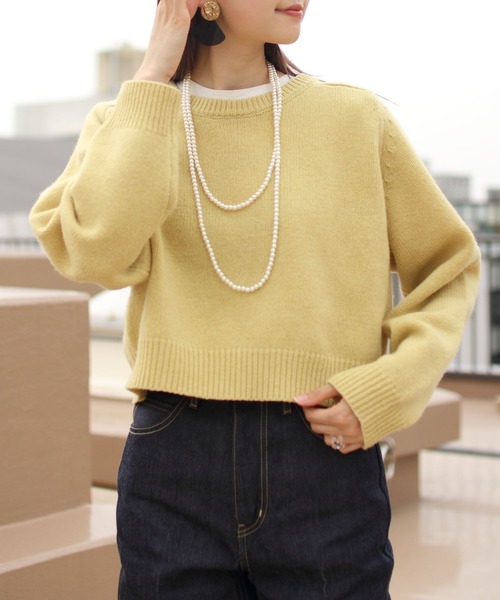 THE SHINZONE(ザ シンゾーン)の「THE SHINZONE/シンゾーン ショートシェーカーセーター SHORT SHAKER SWEATER(ニット/セーター・レディース・ブラウン/グレー/イエロー・FREE)」の3枚目の写真
