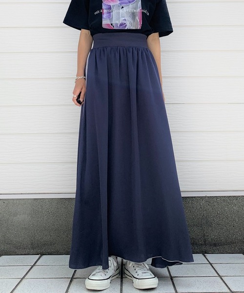 Q（キュー）の「サイドラインマキシスカート（スカート・レディース・チャコールグレー/ライトグレー・MEDIUM）」の3枚目の写真