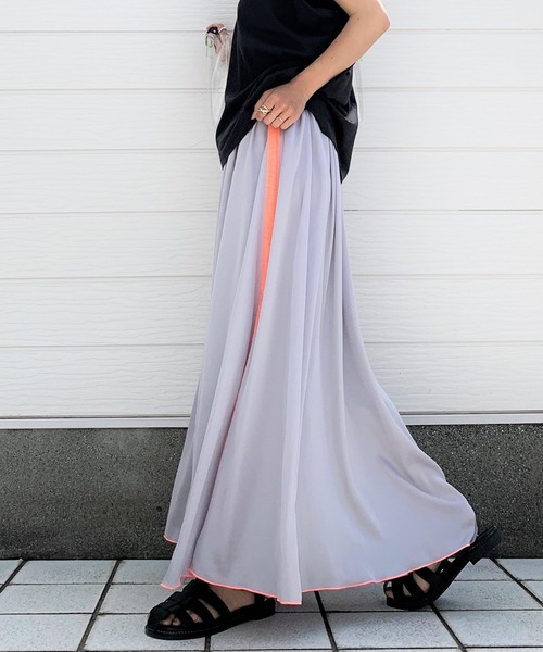 Q（キュー）の「サイドラインマキシスカート（スカート・レディース・チャコールグレー/ライトグレー・MEDIUM）」の9枚目の写真