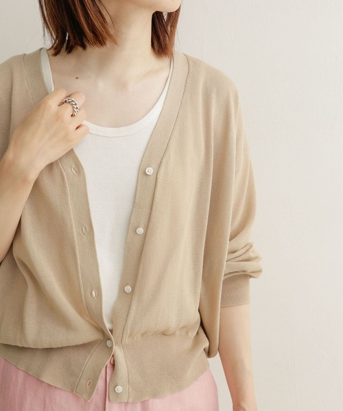 URBAN RESEARCH DOORS（アーバンリサーチドアーズ）の「ハイゲージコットンカーディガン（カーディガン/ボレロ・レディース・ライトベージュ/ネイビー/ブラック・MEDIUM）」の3枚目の写真