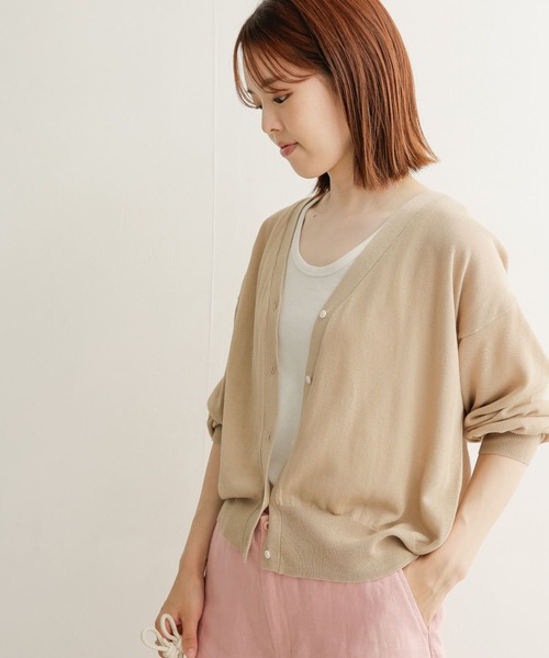 URBAN RESEARCH DOORS（アーバンリサーチドアーズ）の「ハイゲージコットンカーディガン（カーディガン/ボレロ・レディース・ライトベージュ/ネイビー/ブラック・MEDIUM）」の6枚目の写真