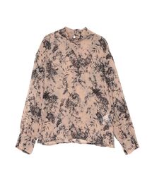 フラワー楊柳ハイネックブラウス