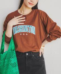 coen（コーエン）の「USAコットンカレッジロゴプリントロングスリーブTシャツ（Tシャツ/カットソー）」
