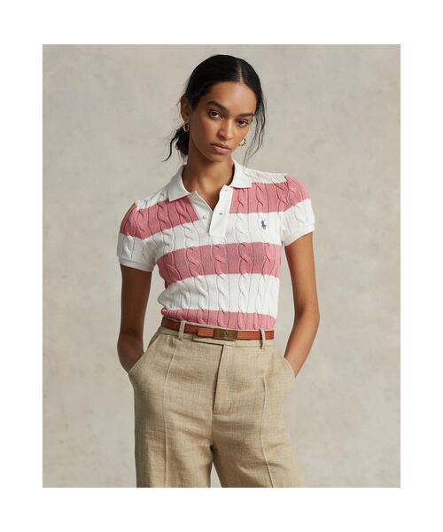 23SS 現行 ポロラルフローレン ニット ポロシャツ ストライプ POLO RALPH LAUREN（ポロ ラルフ ローレン）の「ストライプド
