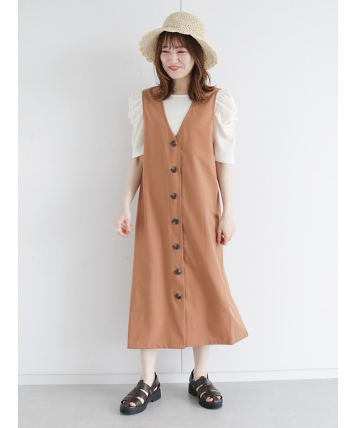 ehka sopo（エヘカソポ）の「ジレジャンパースカート（ジャンパースカート・レディース・ブラック/ベージュ/モカ・ﾌﾘ-）」の9枚目の写真