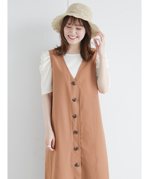 ehka sopo（エヘカソポ）の「ジレジャンパースカート（ジャンパースカート・レディース・ブラック/ベージュ/モカ・ﾌﾘ-）」の12枚目の写真