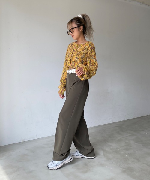 SHAGGIE（シャギー）の「MIXカールヤーンボリュームスリーブクロップカーディガン（カーディガン/ボレロ・レディース・グレー/レッド/イエロー・FREE）」の17枚目の写真