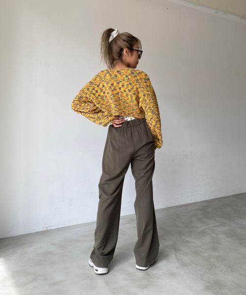 SHAGGIE（シャギー）の「MIXカールヤーンボリュームスリーブクロップカーディガン（カーディガン/ボレロ・レディース・グレー/レッド/イエロー・FREE）」の18枚目の写真