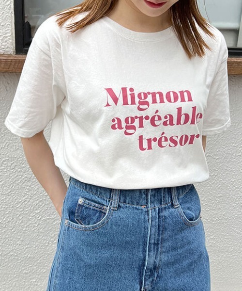 FREE'S MART（フリーズマート）の「ショート丈カラーロゴＴシャツ（Tシャツ/カットソー・レディース・ホワイト/ホワイト系その他/ピンク・FREE）」の2枚目の写真