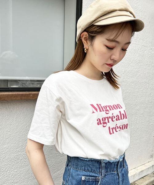 FREE'S MART（フリーズマート）の「ショート丈カラーロゴＴシャツ（Tシャツ/カットソー・レディース・ホワイト/ホワイト系その他/ピンク・FREE）」の12枚目の写真