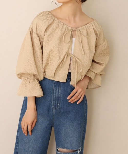 one after another NICE CLAUP（ワンアフターアナザーナイスクラップ）の「前後2WAYジャガード羽織り（シャツ/ブラウス・レディース・ブラック/ベージュ/アイボリー・FREE）」の19枚目の写真