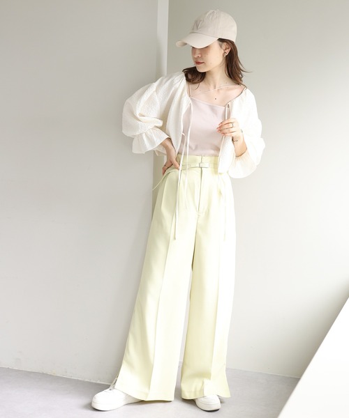 one after another NICE CLAUP（ワンアフターアナザーナイスクラップ）の「前後2WAYジャガード羽織り（シャツ/ブラウス・レディース・ブラック/ベージュ/アイボリー・FREE）」の4枚目の写真