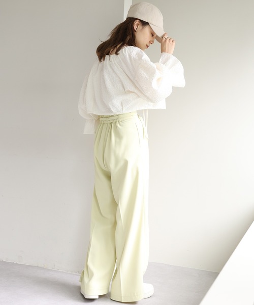 one after another NICE CLAUP（ワンアフターアナザーナイスクラップ）の「前後2WAYジャガード羽織り（シャツ/ブラウス・レディース・ブラック/ベージュ/アイボリー・FREE）」の5枚目の写真