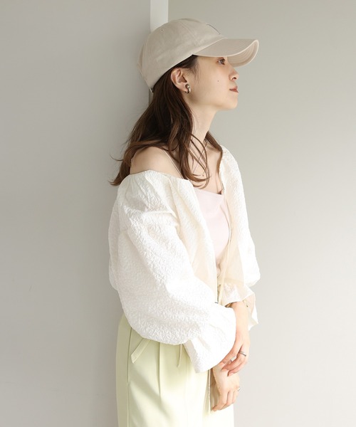 one after another NICE CLAUP（ワンアフターアナザーナイスクラップ）の「前後2WAYジャガード羽織り（シャツ/ブラウス・レディース・ブラック/ベージュ/アイボリー・FREE）」の8枚目の写真