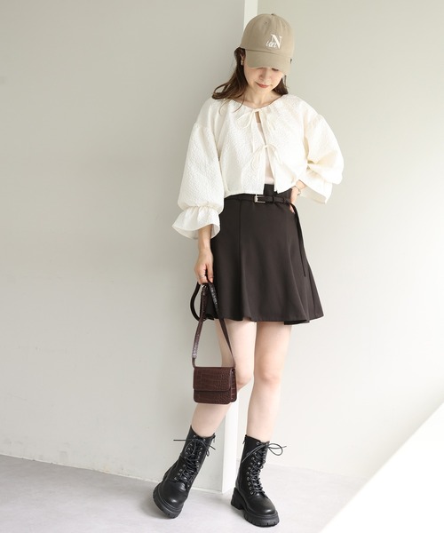 one after another NICE CLAUP（ワンアフターアナザーナイスクラップ）の「前後2WAYジャガード羽織り（シャツ/ブラウス・レディース・ブラック/ベージュ/アイボリー・FREE）」の12枚目の写真