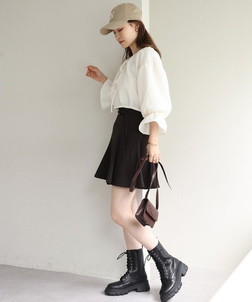 one after another NICE CLAUP（ワンアフターアナザーナイスクラップ）の「前後2WAYジャガード羽織り（シャツ/ブラウス・レディース・ブラック/ベージュ/アイボリー・FREE）」の13枚目の写真