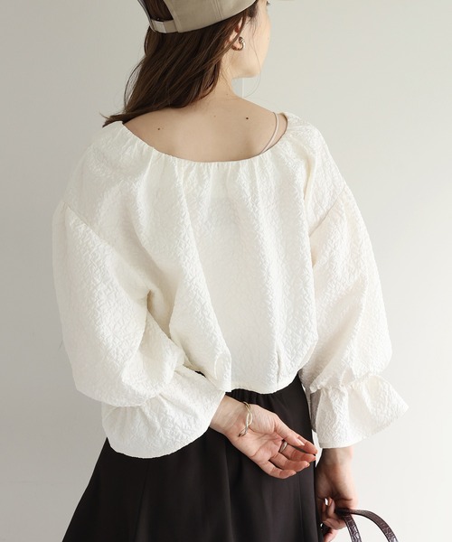 one after another NICE CLAUP（ワンアフターアナザーナイスクラップ）の「前後2WAYジャガード羽織り（シャツ/ブラウス・レディース・ブラック/ベージュ/アイボリー・FREE）」の11枚目の写真