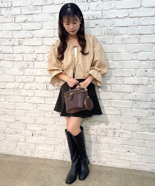 one after another NICE CLAUP（ワンアフターアナザーナイスクラップ）の「前後2WAYジャガード羽織り（シャツ/ブラウス・レディース・ブラック/ベージュ/アイボリー・FREE）」の16枚目の写真