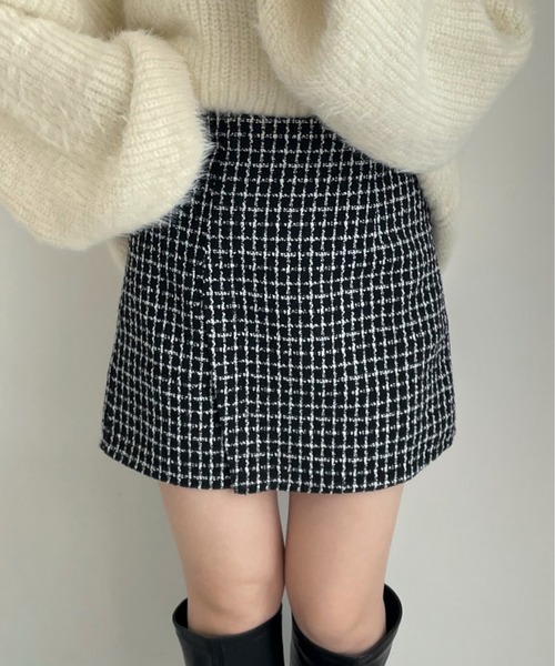 EPIMI E'PIMMY(エピミエピミー)の「ハイウエストツイードスカパン(スカート・レディース・ブラック/ベージュ/オフホワイト・MEDIUM)」の3枚目の写真