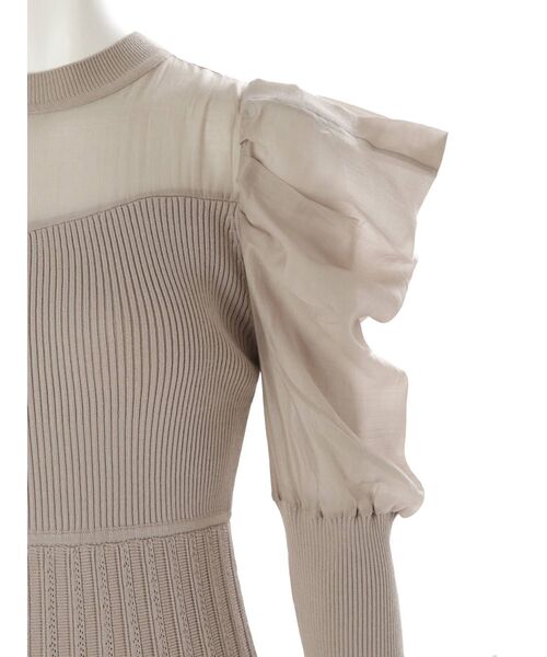 MERCURYDUO（マーキュリーデュオ）の「異素材ドレープロングスリーブニットワンピース（ワンピース・レディース・パープル/ブラウン/ベージュ・SMALL/MEDIUM）」の15枚目の写真