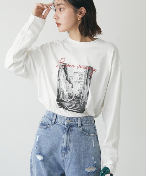Green Parks(グリーンパークス)の「オーバーサイズフォトTEE(Tシャツ/カットソー・レディース・ブラック/レッド・FREE)」の1枚目の写真