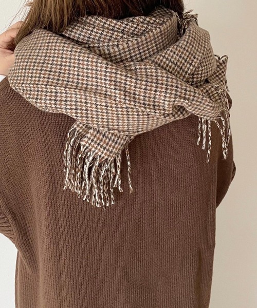 chocomee(チョコミー)の「ボリュームストール(ストール/ショール・レディース・ブラウン/グリーン・ONESIZE)」の2枚目の写真