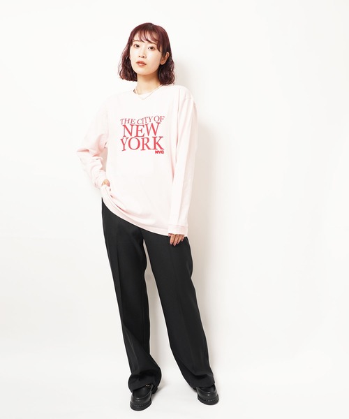 GOOD ROCK SPEED(グッドロックスピード)の「THE CITY OF NEW YORK LONG SLEEVE TEE(Tシャツ/カットソー・レディース・ネイビー/ピンク/ホワイト・FREE)」の5枚目の写真