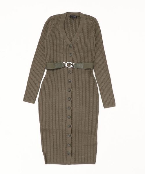 Guess（ゲス）の「Eco Lena Cardigan Dress（ワンピース・レディース・オリーブ/オレンジ・SMALL/MEDIUM/X-SMALL）」の3枚目の写真