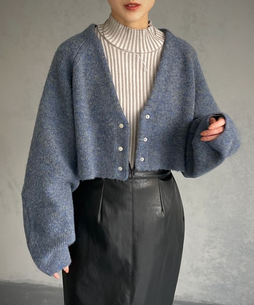 &g'aime（アンジェム）の「【&g’aime】MIXカラーVネックカーディガン（カーディガン/ボレロ・レディース・ダークパープル/ブルー/グレー・FREE）」の3枚目の写真