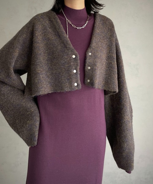 &g'aime（アンジェム）の「【&g’aime】MIXカラーVネックカーディガン（カーディガン/ボレロ・レディース・ダークパープル/ブルー/グレー・FREE）」の17枚目の写真