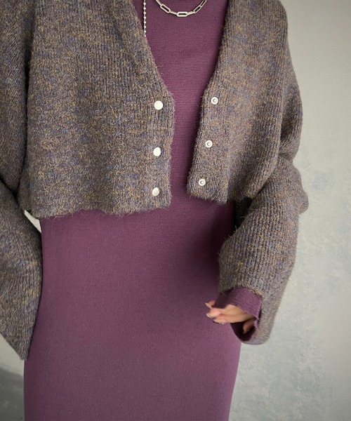 &g'aime（アンジェム）の「【&g’aime】MIXカラーVネックカーディガン（カーディガン/ボレロ・レディース・ダークパープル/ブルー/グレー・FREE）」の12枚目の写真
