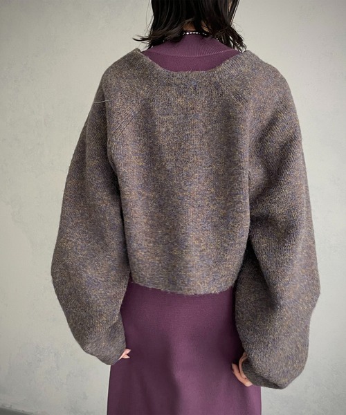 &g'aime（アンジェム）の「【&g’aime】MIXカラーVネックカーディガン（カーディガン/ボレロ・レディース・ダークパープル/ブルー/グレー・FREE）」の7枚目の写真