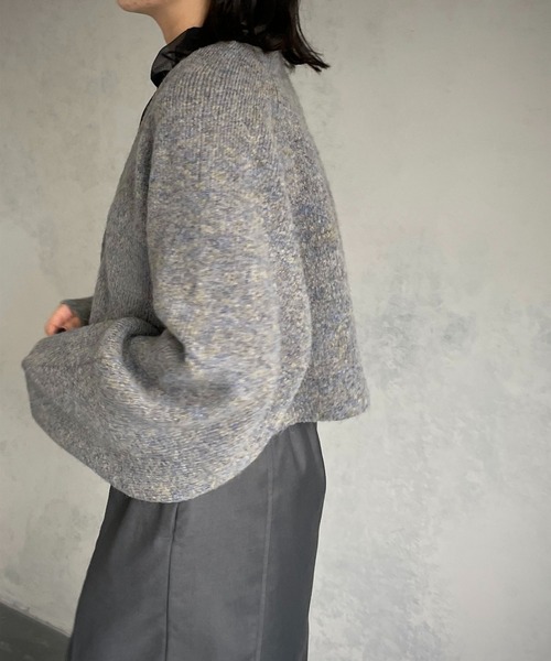 &g'aime（アンジェム）の「【&g’aime】MIXカラーVネックカーディガン（カーディガン/ボレロ・レディース・ダークパープル/ブルー/グレー・FREE）」の15枚目の写真