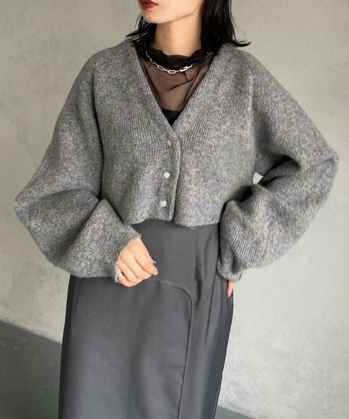 &g'aime（アンジェム）の「【&g’aime】MIXカラーVネックカーディガン（カーディガン/ボレロ・レディース・ダークパープル/ブルー/グレー・FREE）」の20枚目の写真