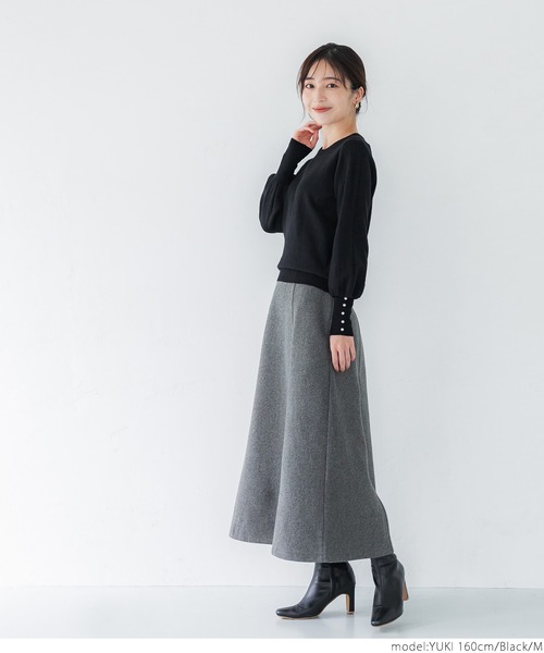 coca(coca)(コカ)の「袖パールボリュームニット(ニット/セーター・レディース・ブラウン/ブラック・M/L)」の6枚目の写真