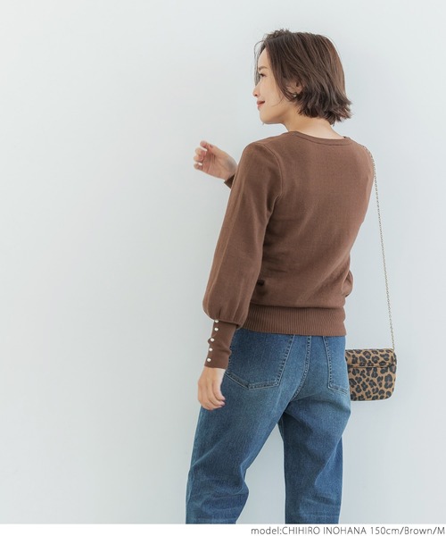coca(coca)(コカ)の「袖パールボリュームニット(ニット/セーター・レディース・ブラウン/ブラック・M/L)」の12枚目の写真