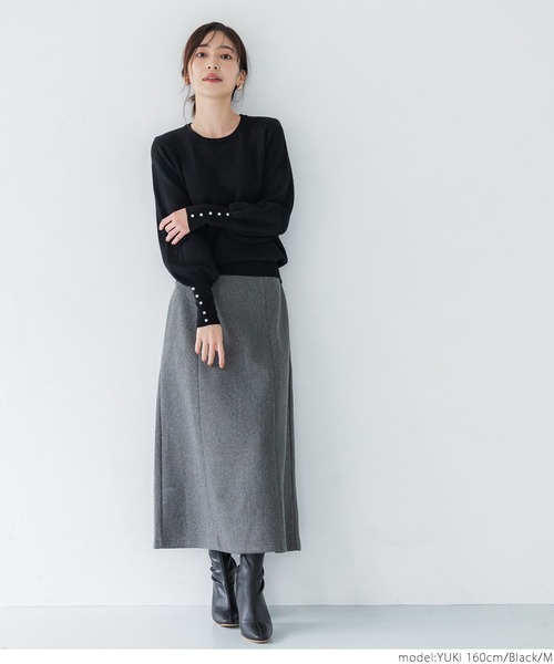 coca(coca)(コカ)の「袖パールボリュームニット(ニット/セーター・レディース・ブラウン/ブラック・M/L)」の3枚目の写真