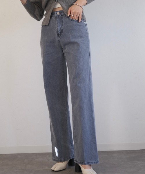 Reurie'(レウリィ)の「ダスティーカラーストレートデニム/dusty color straight denim(デニムパンツ・レディース・カーキ/ライトブルー・M/S)」の2枚目の写真