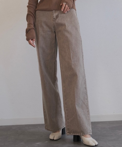 Reurie'(レウリィ)の「ダスティーカラーストレートデニム/dusty color straight denim(デニムパンツ・レディース・カーキ/ライトブルー・M/S)」の5枚目の写真