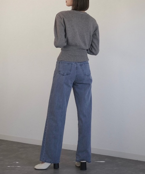 Reurie'(レウリィ)の「ダスティーカラーストレートデニム/dusty color straight denim(デニムパンツ・レディース・カーキ/ライトブルー・M/S)」の4枚目の写真