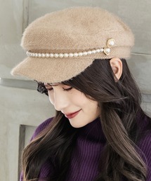 パール付きシャギータッチキャスケット/22649