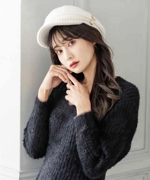 Julia Boutique（ジュリアブティック）の「パール付きシャギータッチキャスケット/22649（キャスケット・レディース・ホワイト/ブラック/ベージュ・ONE）」の15枚目の写真